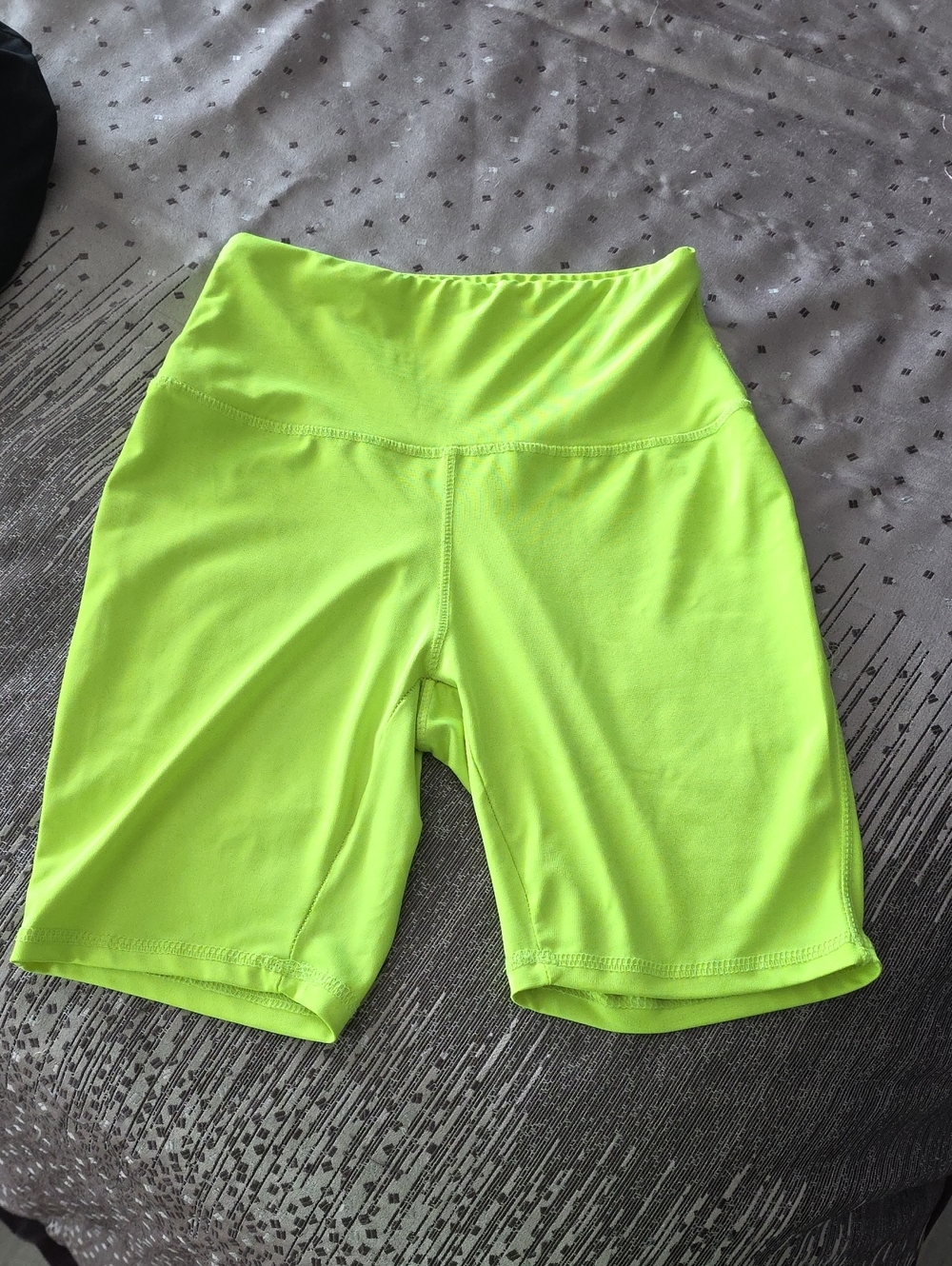 Daisy Fuentes Neon Yellow High-Rise Bike Shorts